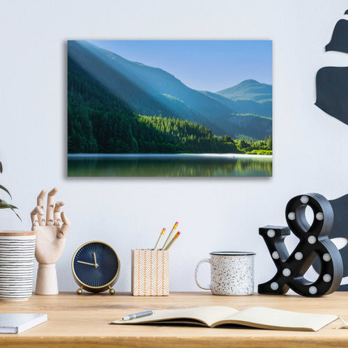 Epic Art  'Morning Rays Streak Across The Mountainside'  by Don Schwartz, Acrylic Glass Wall Art,16x12