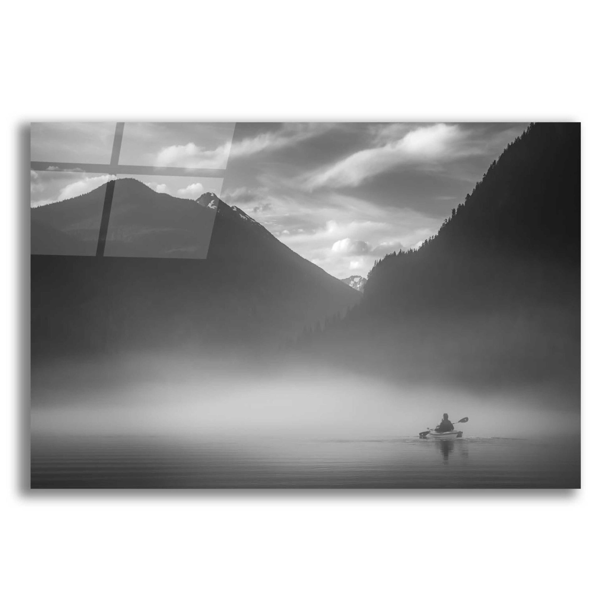 Epic Art  'Kayaker In The Mountain Mist'  by Don Schwartz, Acrylic Glass Wall Art,24x16