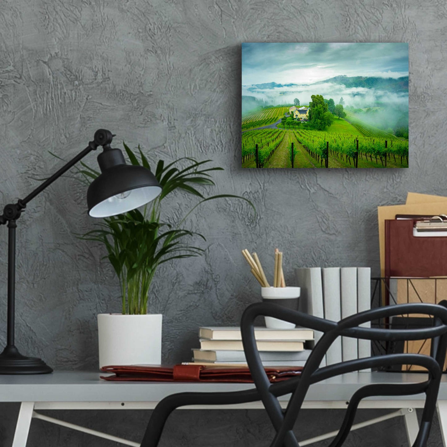 Epic Art  'Vineyard In The Mist'  by Don Schwartz, Acrylic Glass Wall Art,16x12