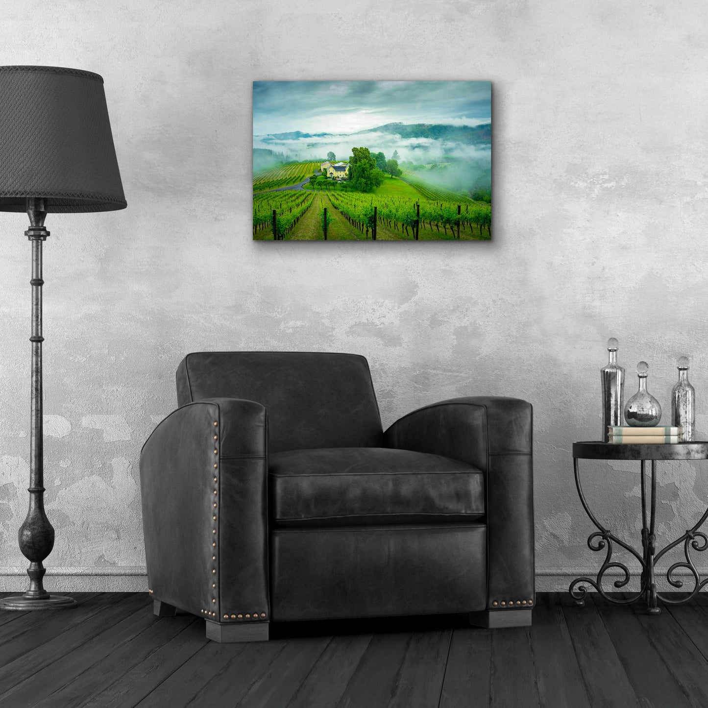 Epic Art  'Vineyard In The Mist'  by Don Schwartz, Acrylic Glass Wall Art,24x16