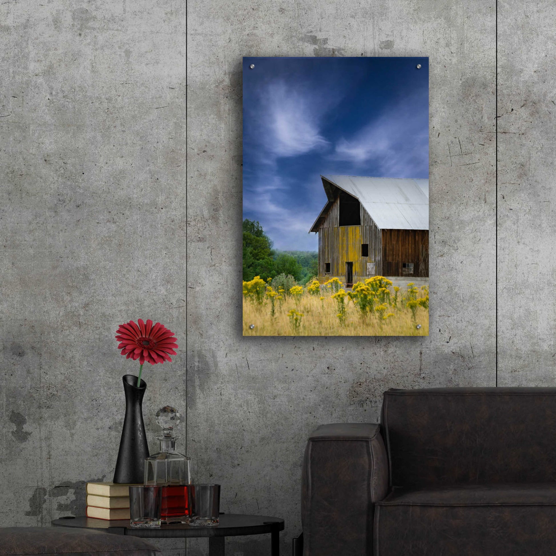 Epic Art  'Old Barn In A Summer Field'  by Don Schwartz, Acrylic Glass Wall Art,24x36