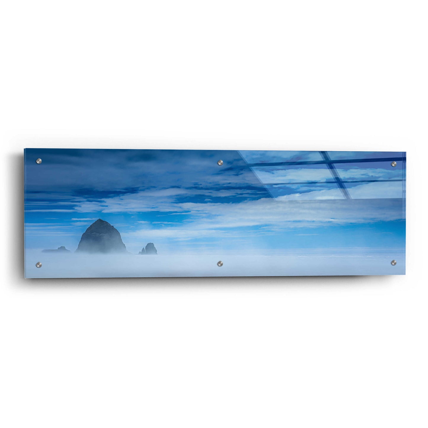 Epic Art  'Haystack Rock In The Mist'  by Don Schwartz, Acrylic Glass Wall Art,36x12