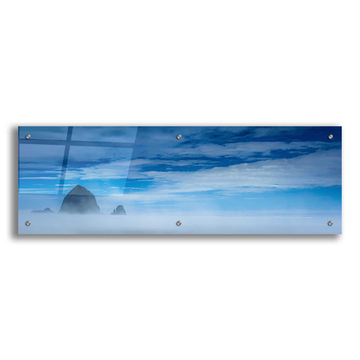 Epic Art  'Haystack Rock In The Mist'  by Don Schwartz, Acrylic Glass Wall Art,36x12