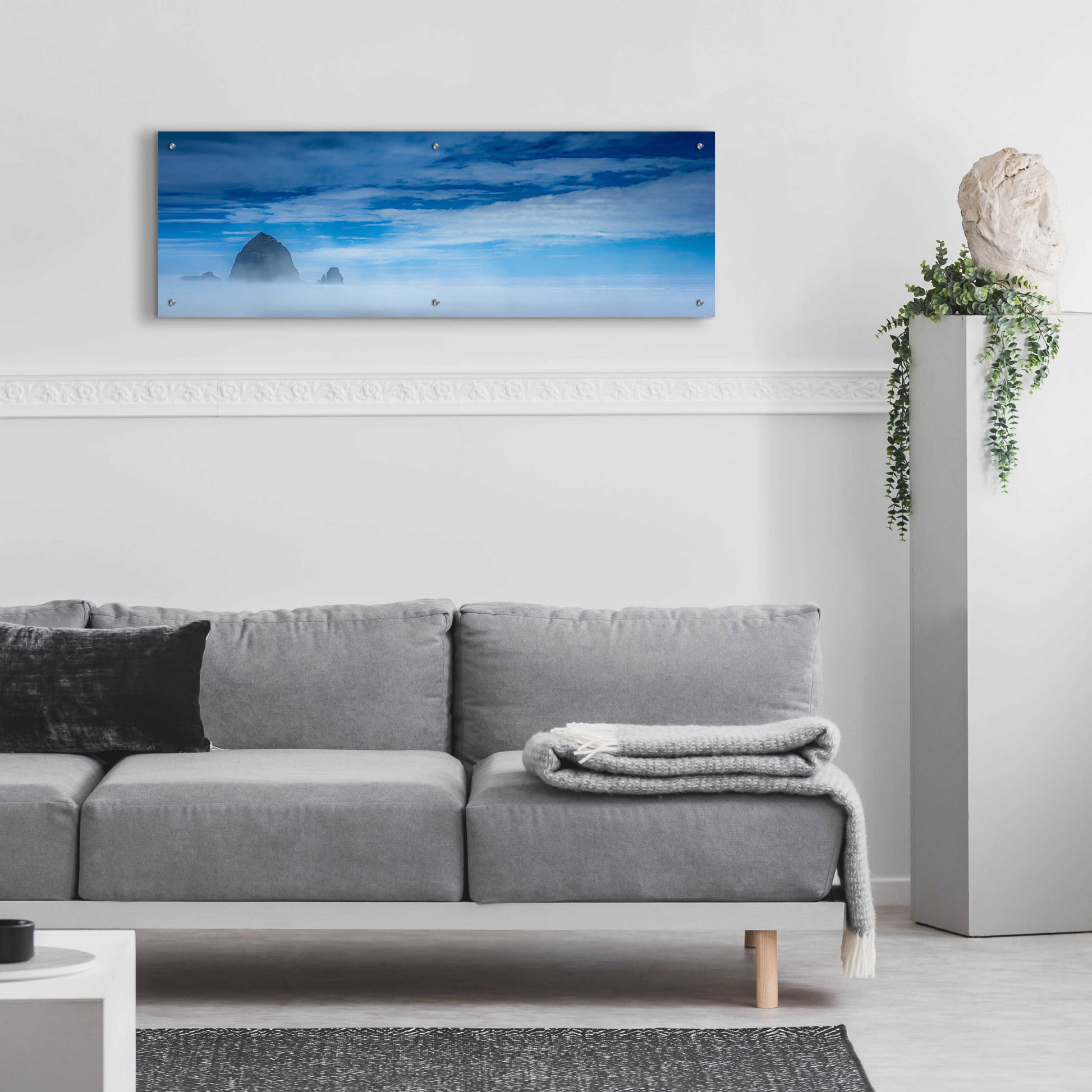 Epic Art  'Haystack Rock In The Mist'  by Don Schwartz, Acrylic Glass Wall Art,48x16