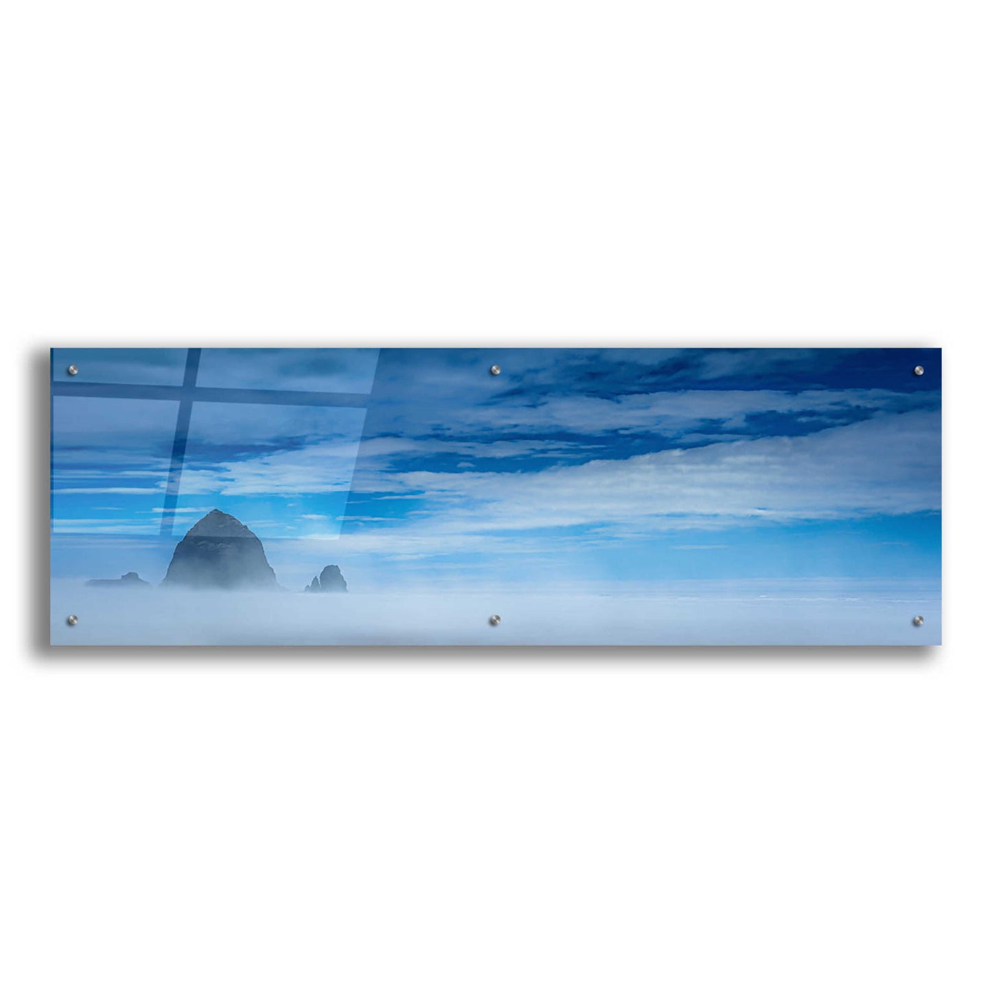 Epic Art  'Haystack Rock In The Mist'  by Don Schwartz, Acrylic Glass Wall Art,48x16