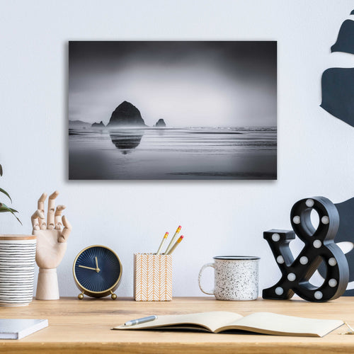 Epic Art  'Fog Surrounds Haystack Rock'  by Don Schwartz, Acrylic Glass Wall Art,16x12
