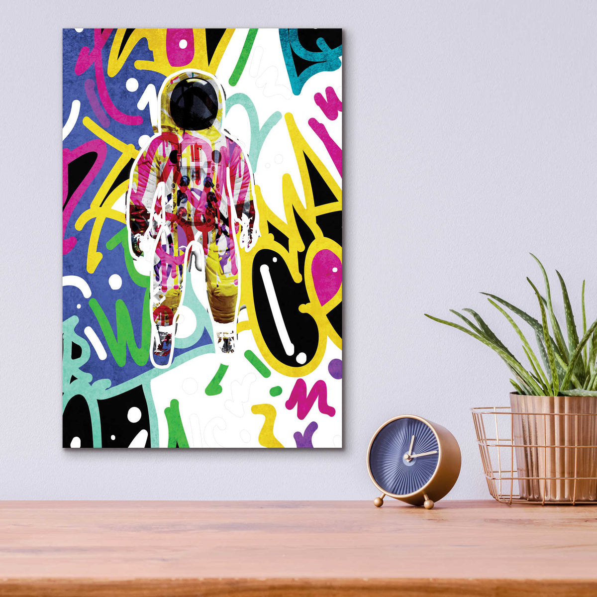 Epic Art 'Colorful Astronaut Graffiti Art 6 ' by Irena Orlov Acrylic Glass Wall Art,12x16