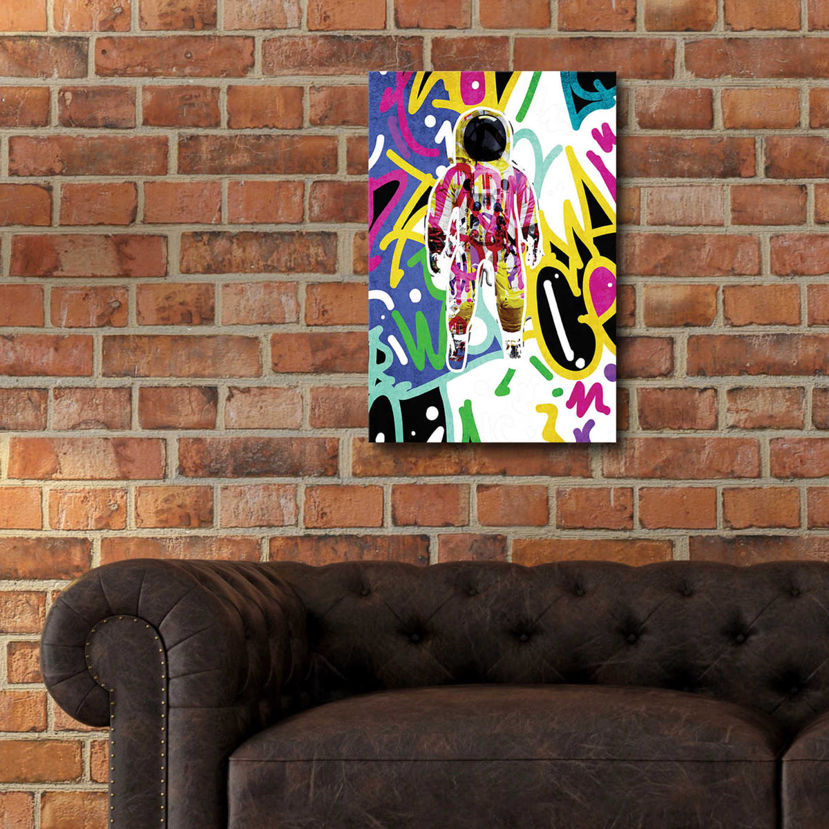 Epic Art 'Colorful Astronaut Graffiti Art 6 ' by Irena Orlov Acrylic Glass Wall Art,16x24