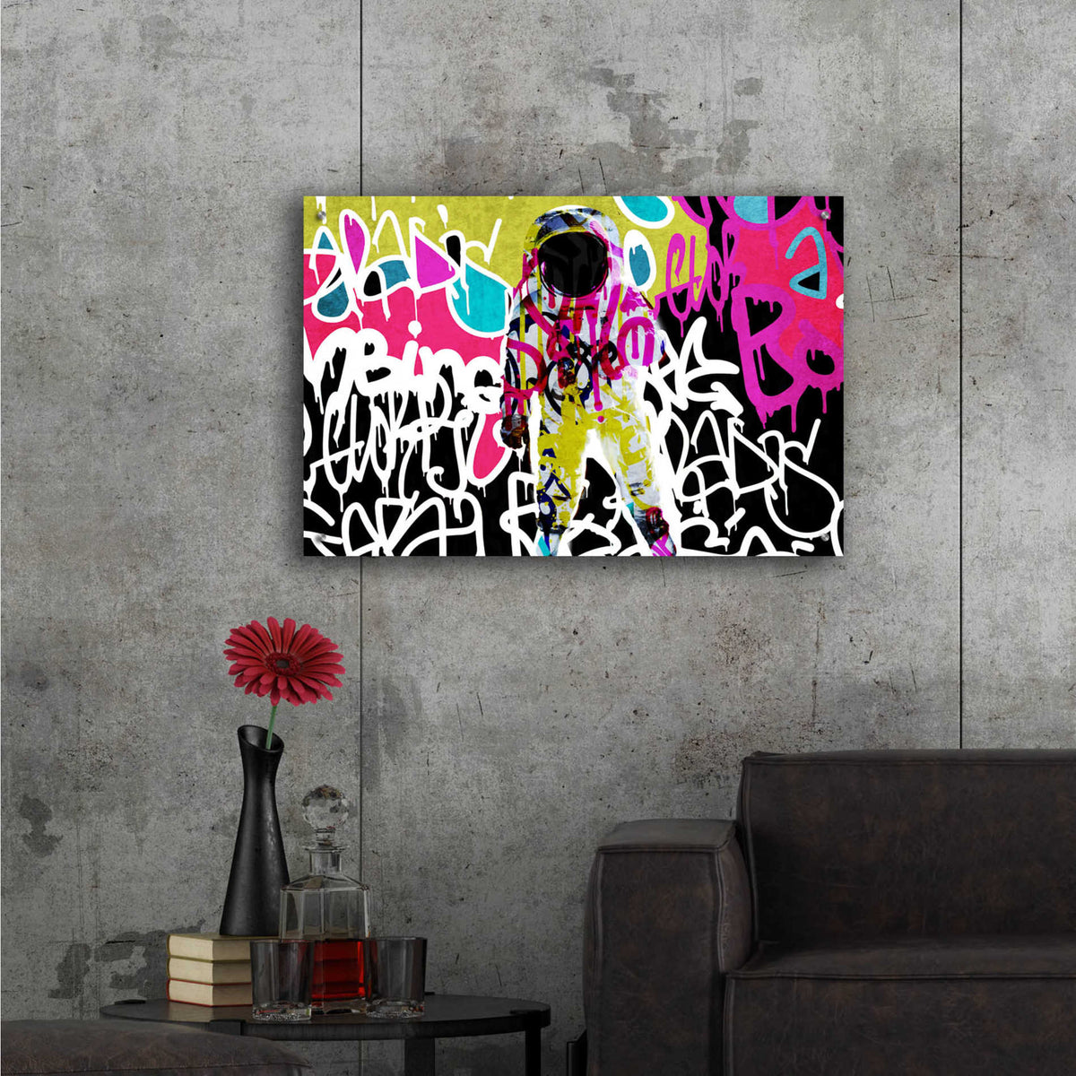 Epic Art 'Astronaut Graffiti Art 5' by Irena Orlov Acrylic Glass Wall Art,36x24
