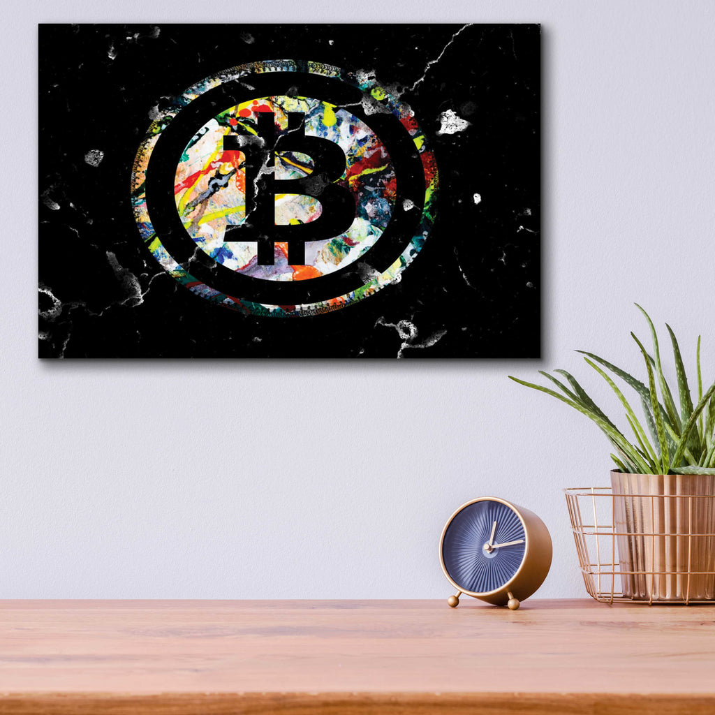 Epic Art 'Bitcoin Paint' by Karen Smith Acrylic Glass Wall Art,16x12