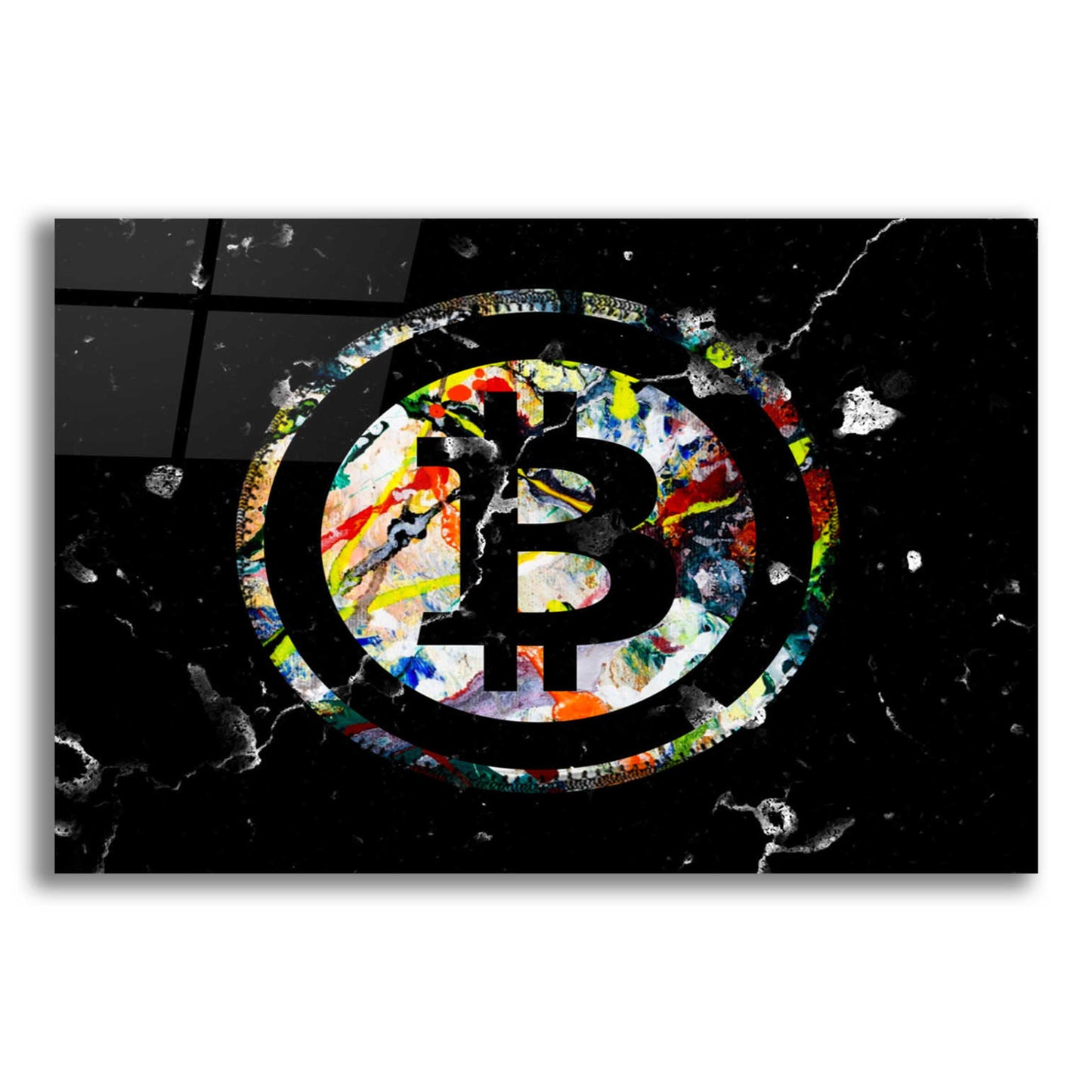 Epic Art 'Bitcoin Paint' by Karen Smith Acrylic Glass Wall Art,24x16