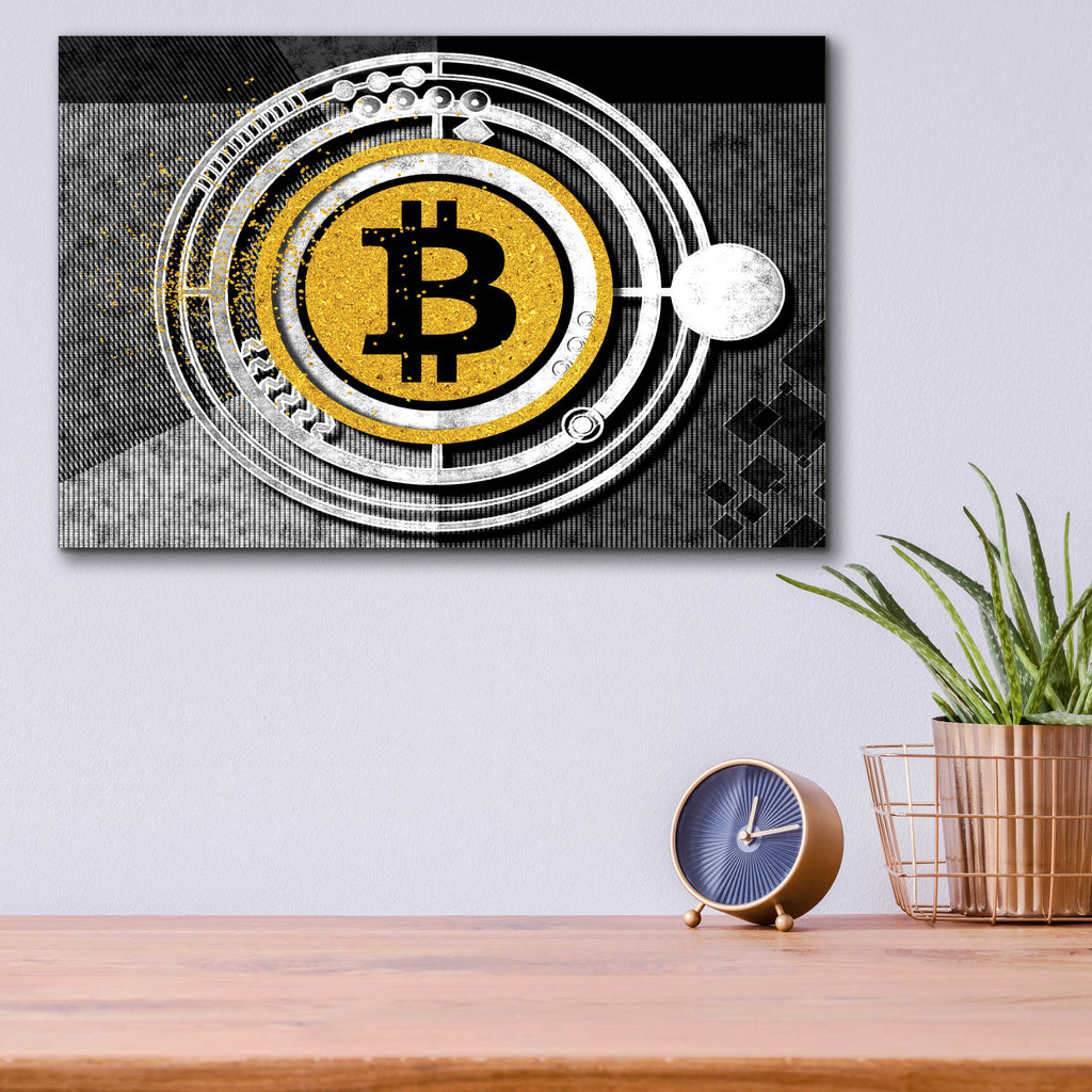 Epic Art 'Bitcoin Glitterball' by Karen Smith Acrylic Glass Wall Art,16x12