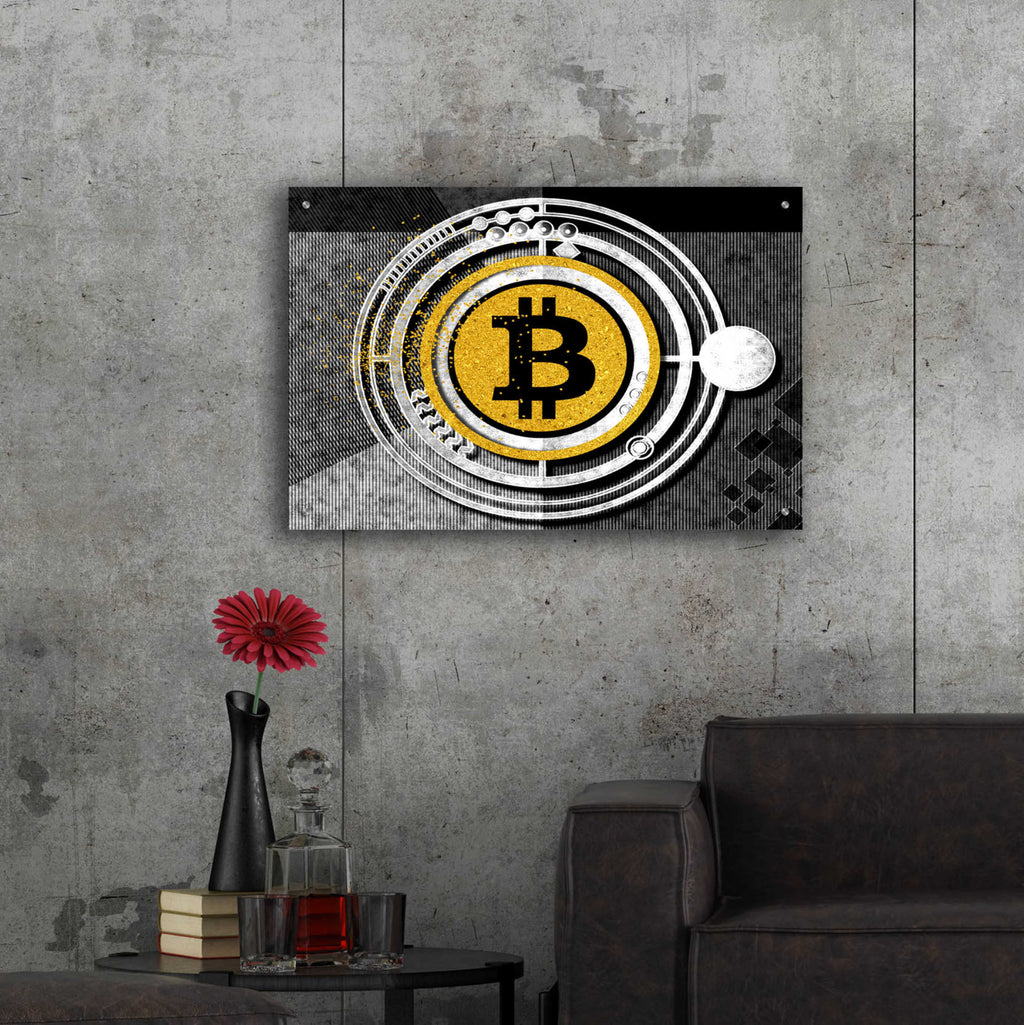 Epic Art 'Bitcoin Glitterball' by Karen Smith Acrylic Glass Wall Art,36x24