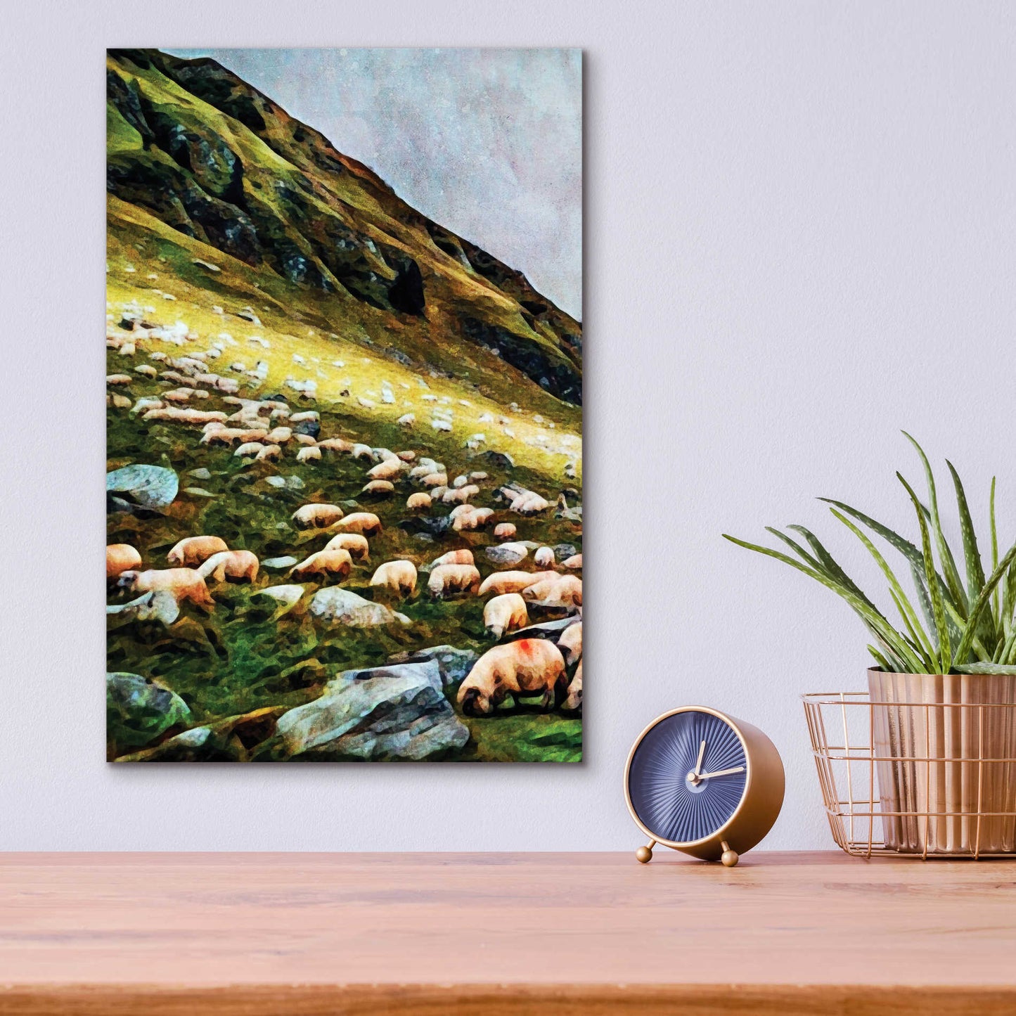 Epic Art 'Highland Hillside Herd' by Ashley Aldridge Acrylic Glass Wall Art,12x16