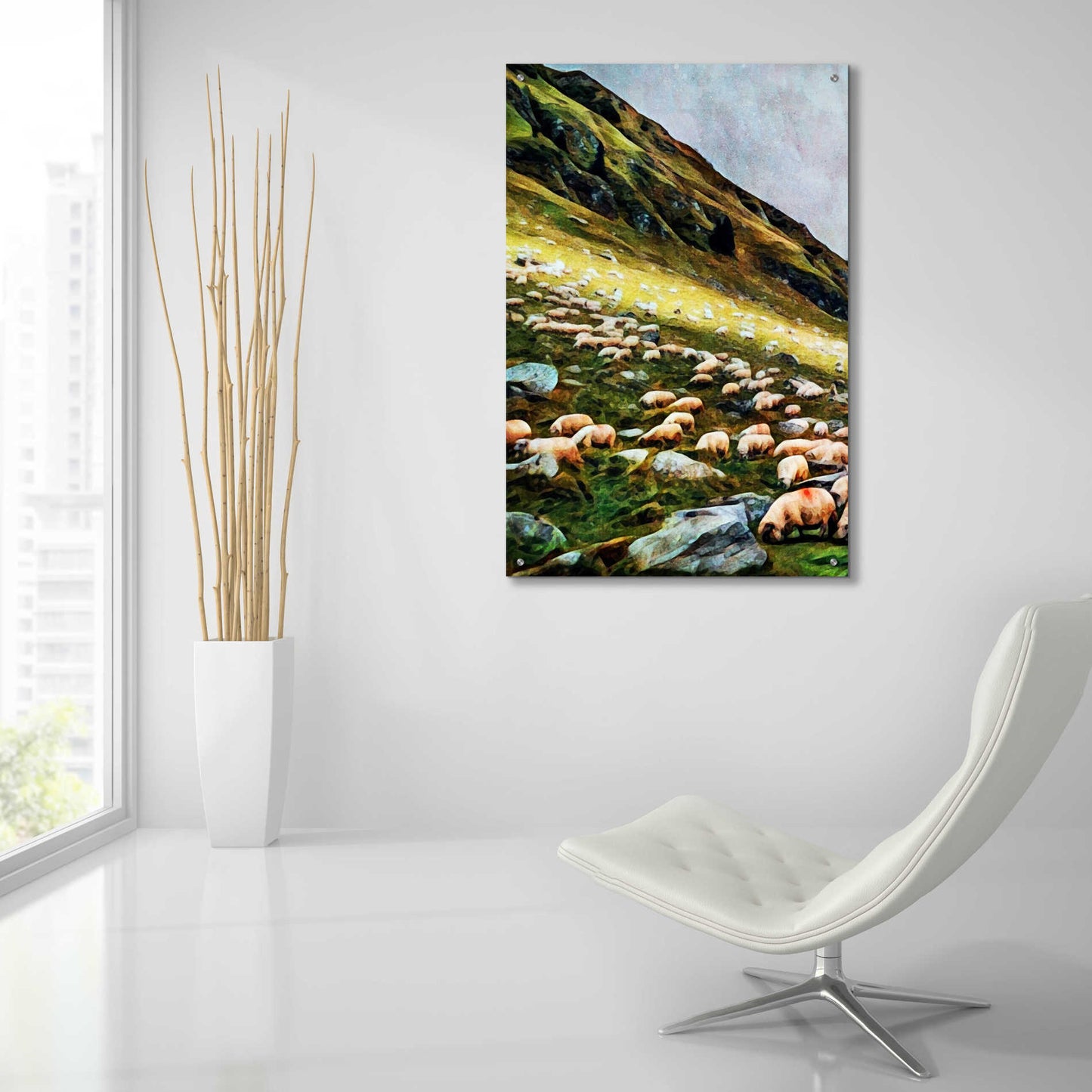 Epic Art 'Highland Hillside Herd' by Ashley Aldridge Acrylic Glass Wall Art,24x36