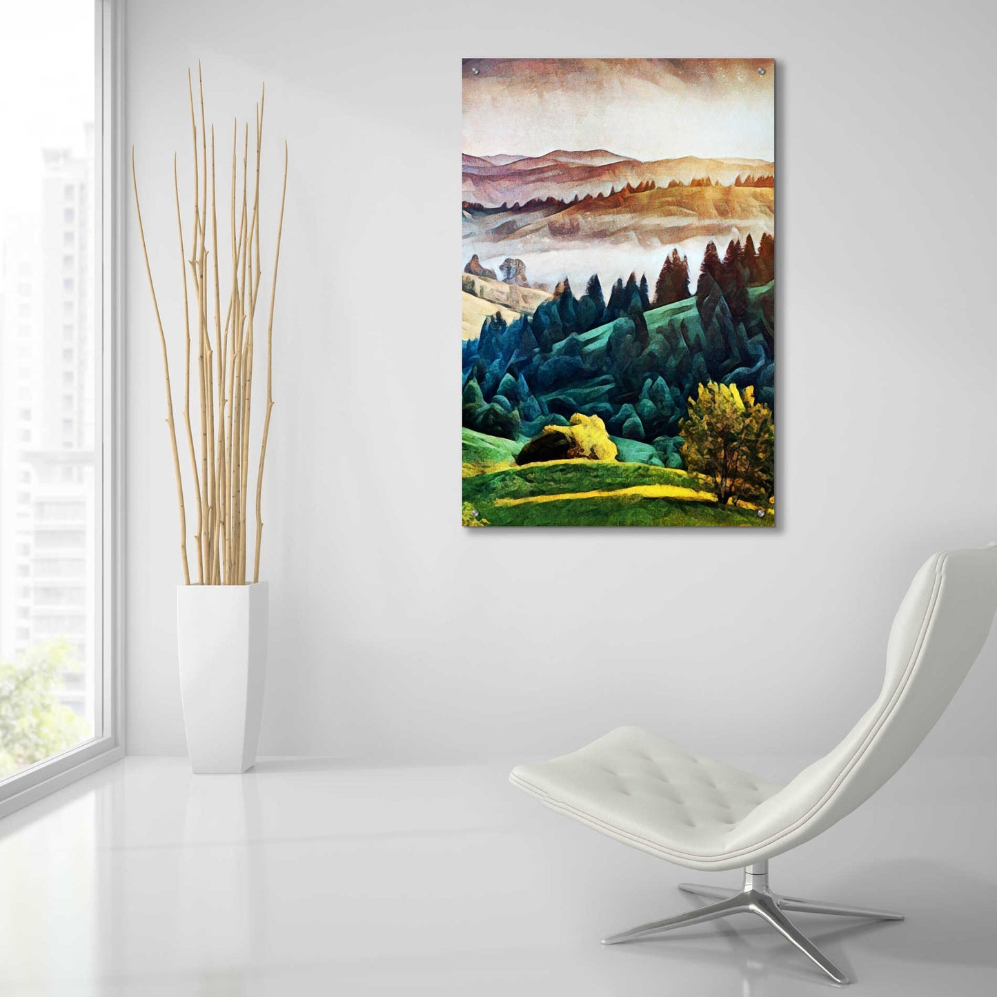 Epic Art 'Misty Morning Mountains 1' by Ashley Aldridge Acrylic Glass Wall Art,24x36