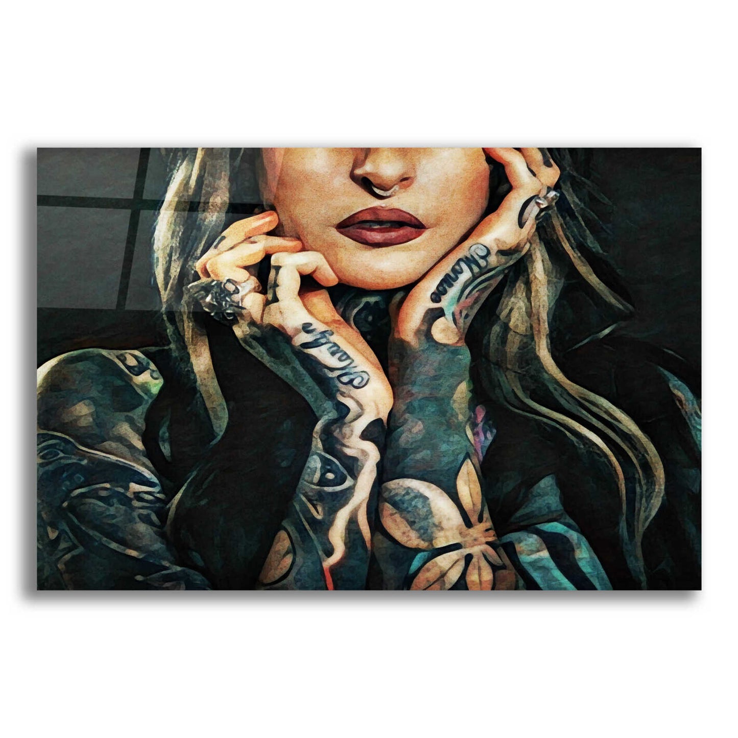 Epic Art 'Tattooed Temptress' by Ashley Aldridge Acrylic Glass Wall Art,24x16