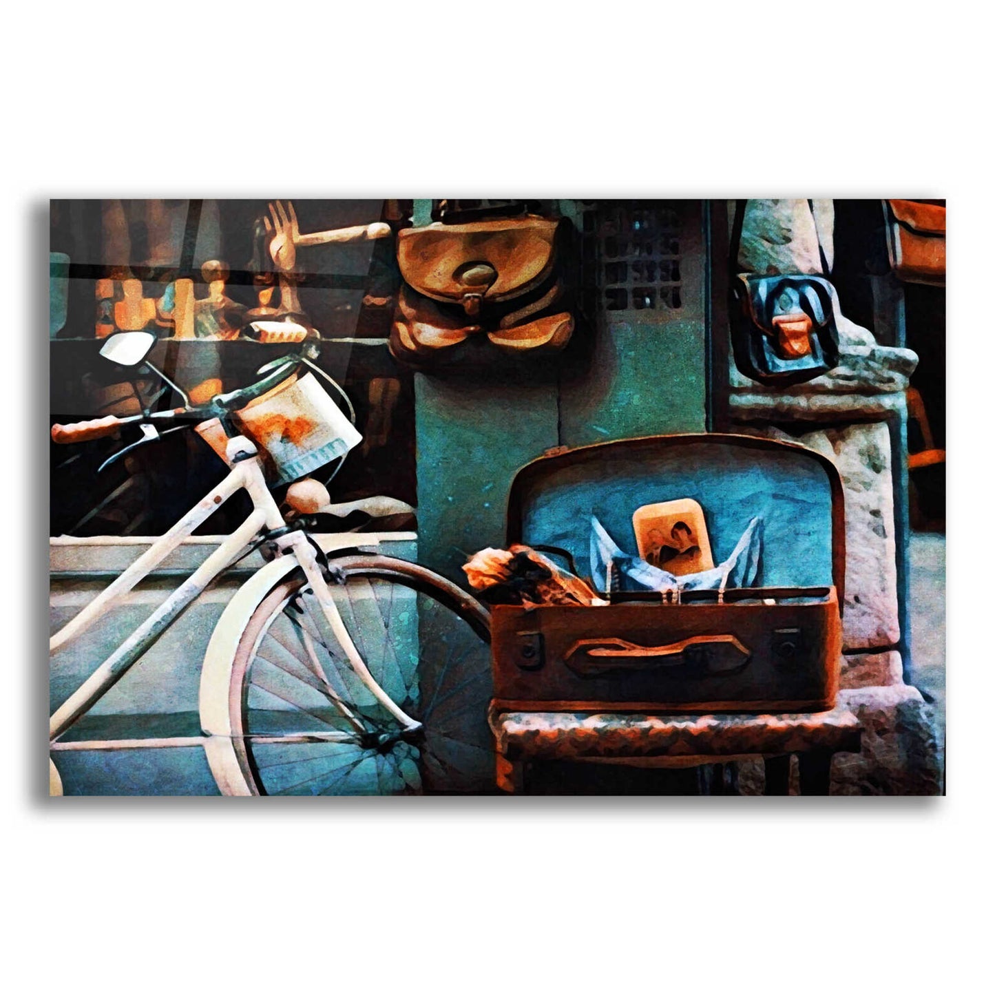 Epic Art 'Bicycle Brown Baggage' by Ashley Aldridge Acrylic Glass Wall Art,24x16