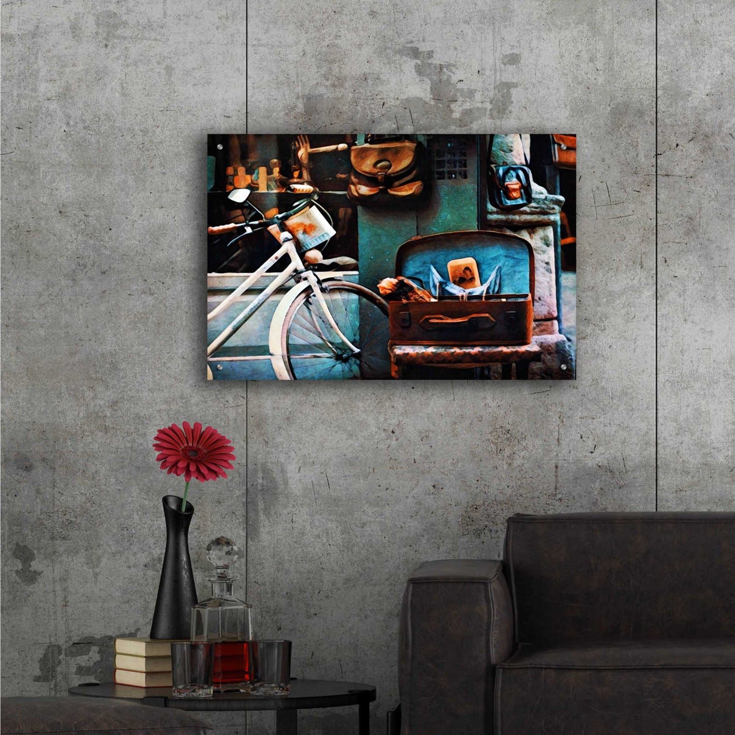 Epic Art 'Bicycle Brown Baggage' by Ashley Aldridge Acrylic Glass Wall Art,36x24