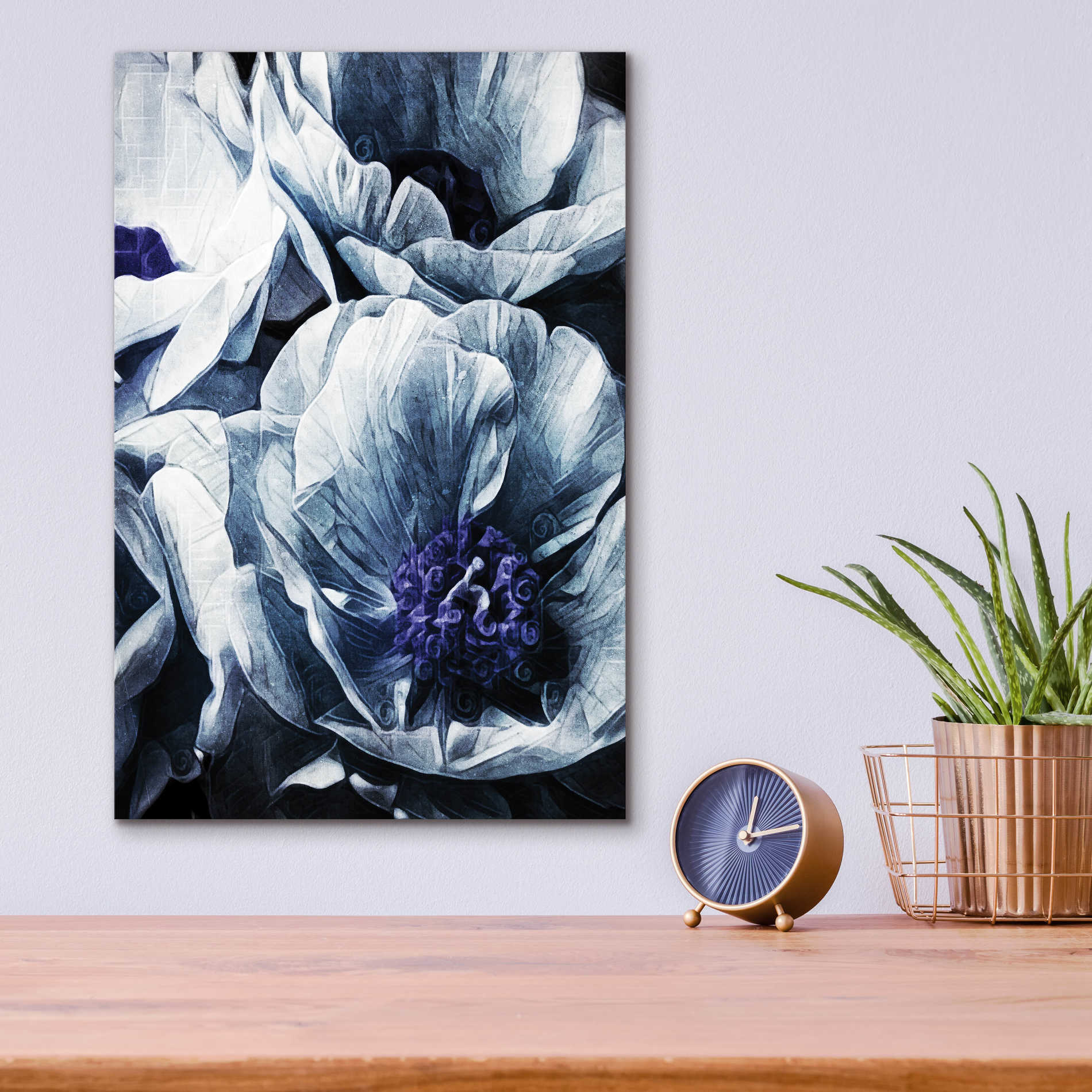 Epic Art 'Peony Blue Petals 2' by Ashley Aldridge Acrylic Glass Wall Art,12x16