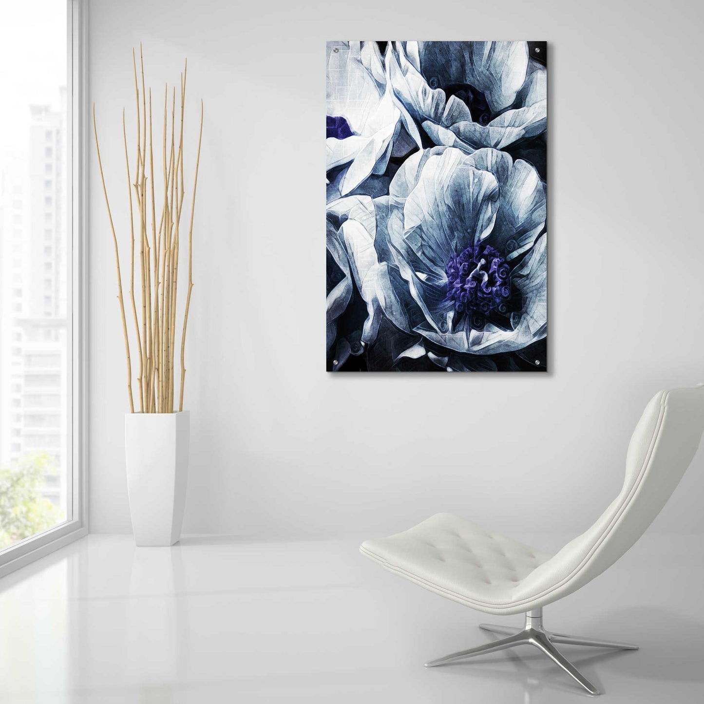 Epic Art 'Peony Blue Petals 2' by Ashley Aldridge Acrylic Glass Wall Art,24x36