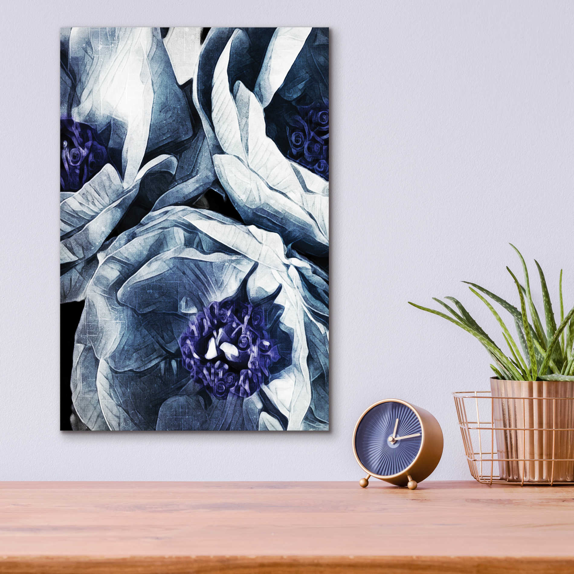 Epic Art 'Peony Blue Petals 3' by Ashley Aldridge Acrylic Glass Wall Art,12x16