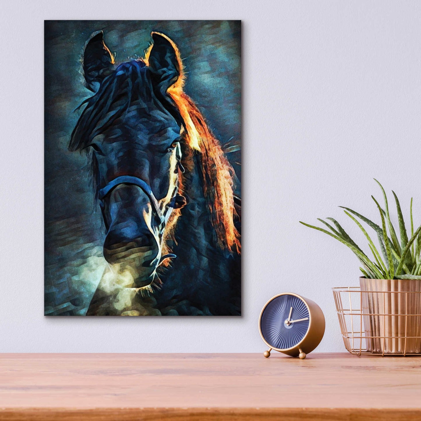 Epic Art 'Black Stallion Stare 1' by Ashley Aldridge Acrylic Glass Wall Art,12x16