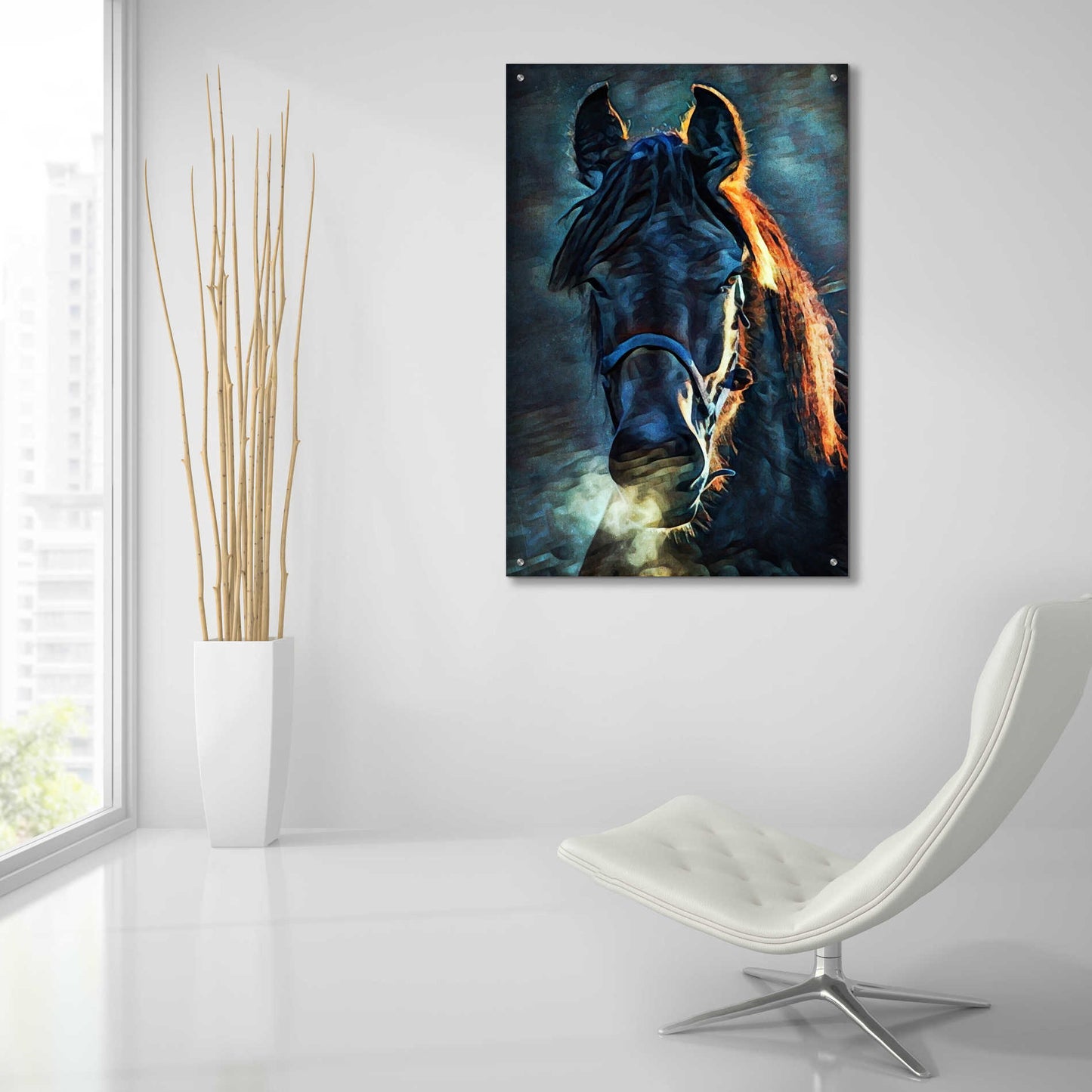 Epic Art 'Black Stallion Stare 1' by Ashley Aldridge Acrylic Glass Wall Art,24x36