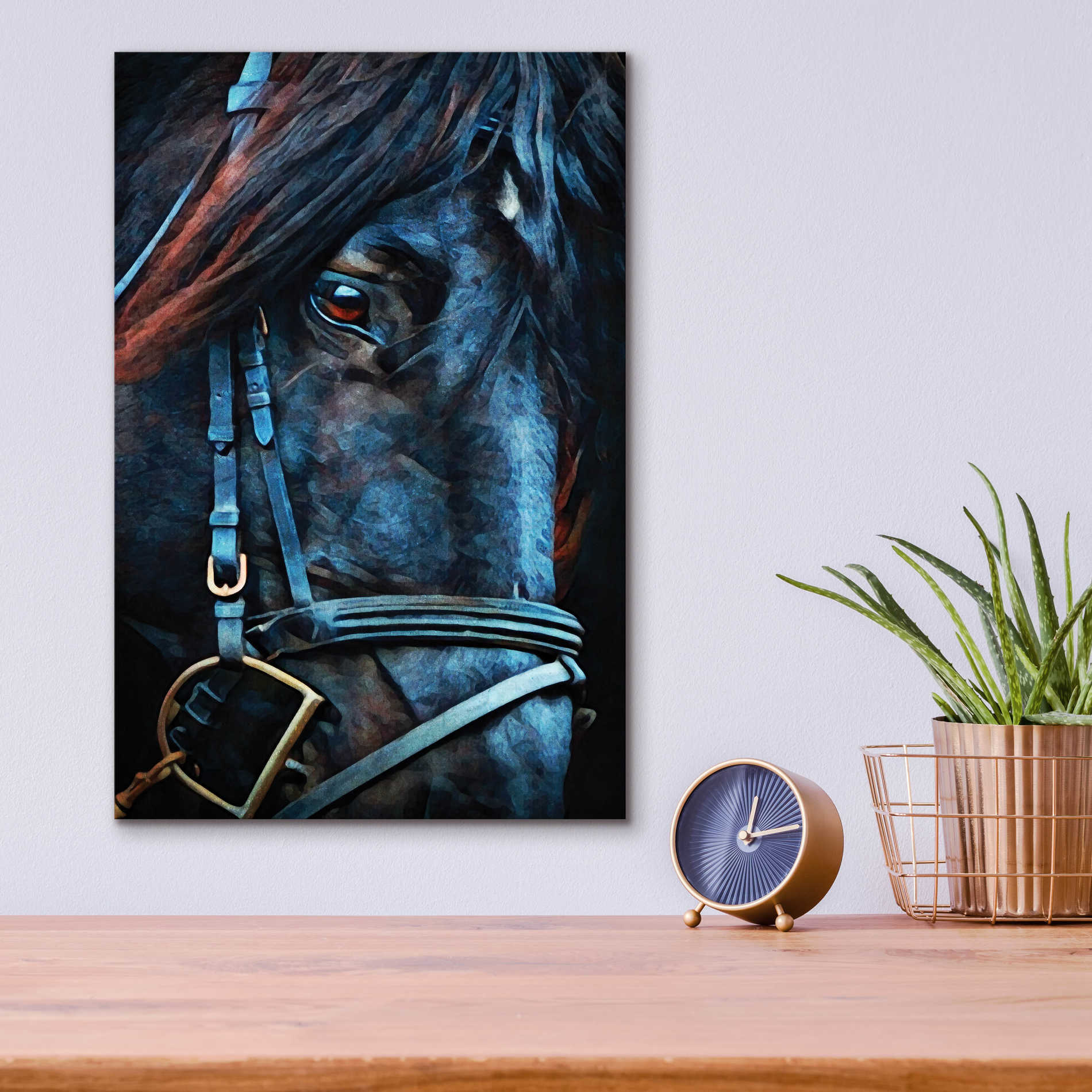 Epic Art 'Black Stallion Stare 2' by Ashley Aldridge Acrylic Glass Wall Art,12x16