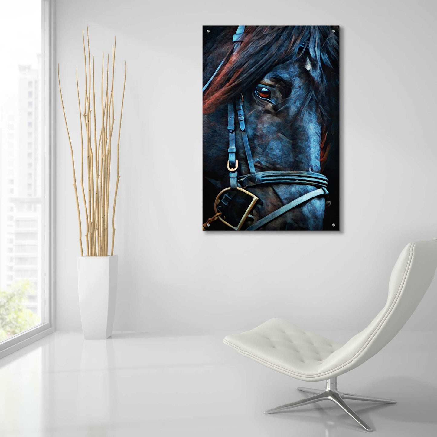 Epic Art 'Black Stallion Stare 2' by Ashley Aldridge Acrylic Glass Wall Art,24x36