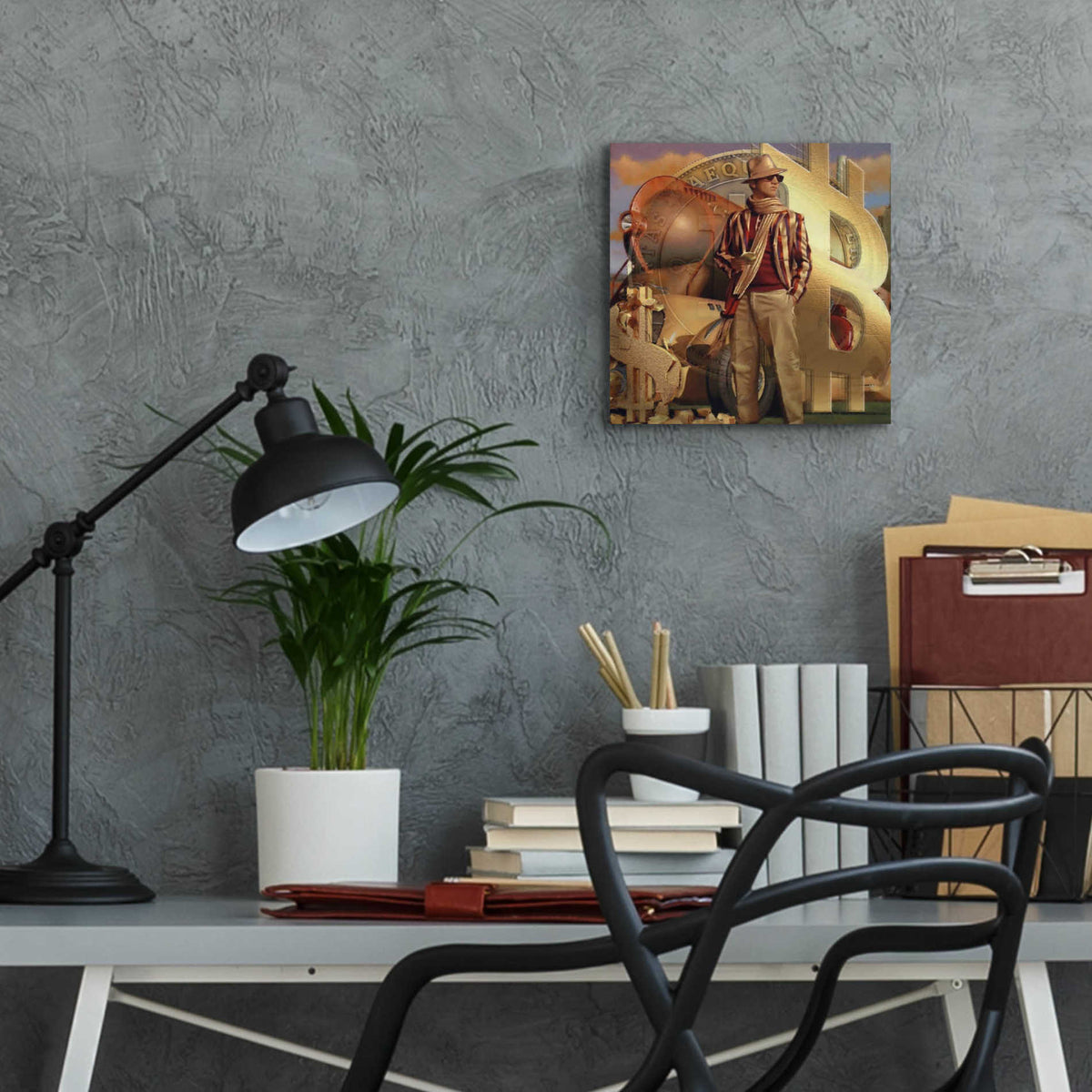 Epic Art 'Bitcoin Deco Eleven' by Steve Hunziker Acrylic Glass Wall Art,12x12