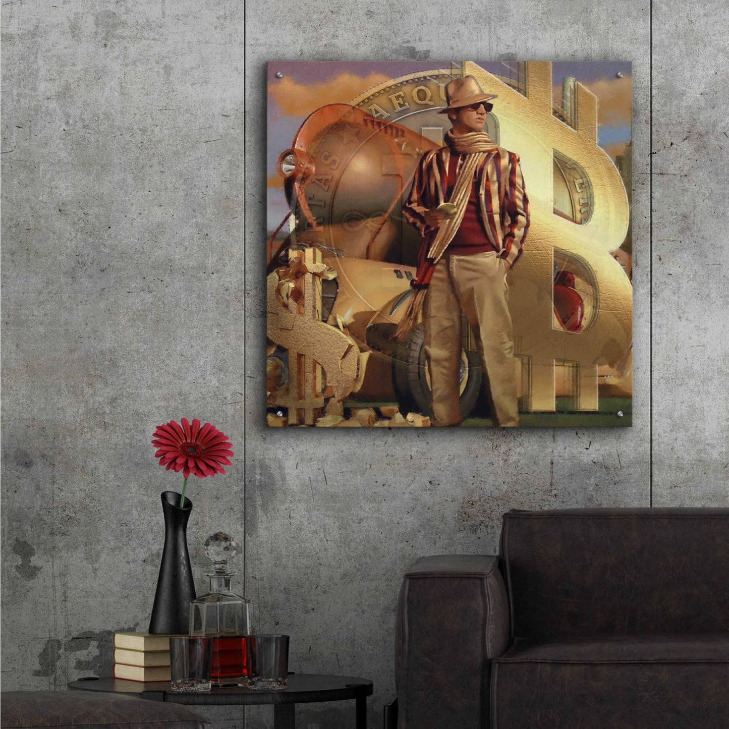 Epic Art 'Bitcoin Deco Eleven' by Steve Hunziker Acrylic Glass Wall Art,36x36