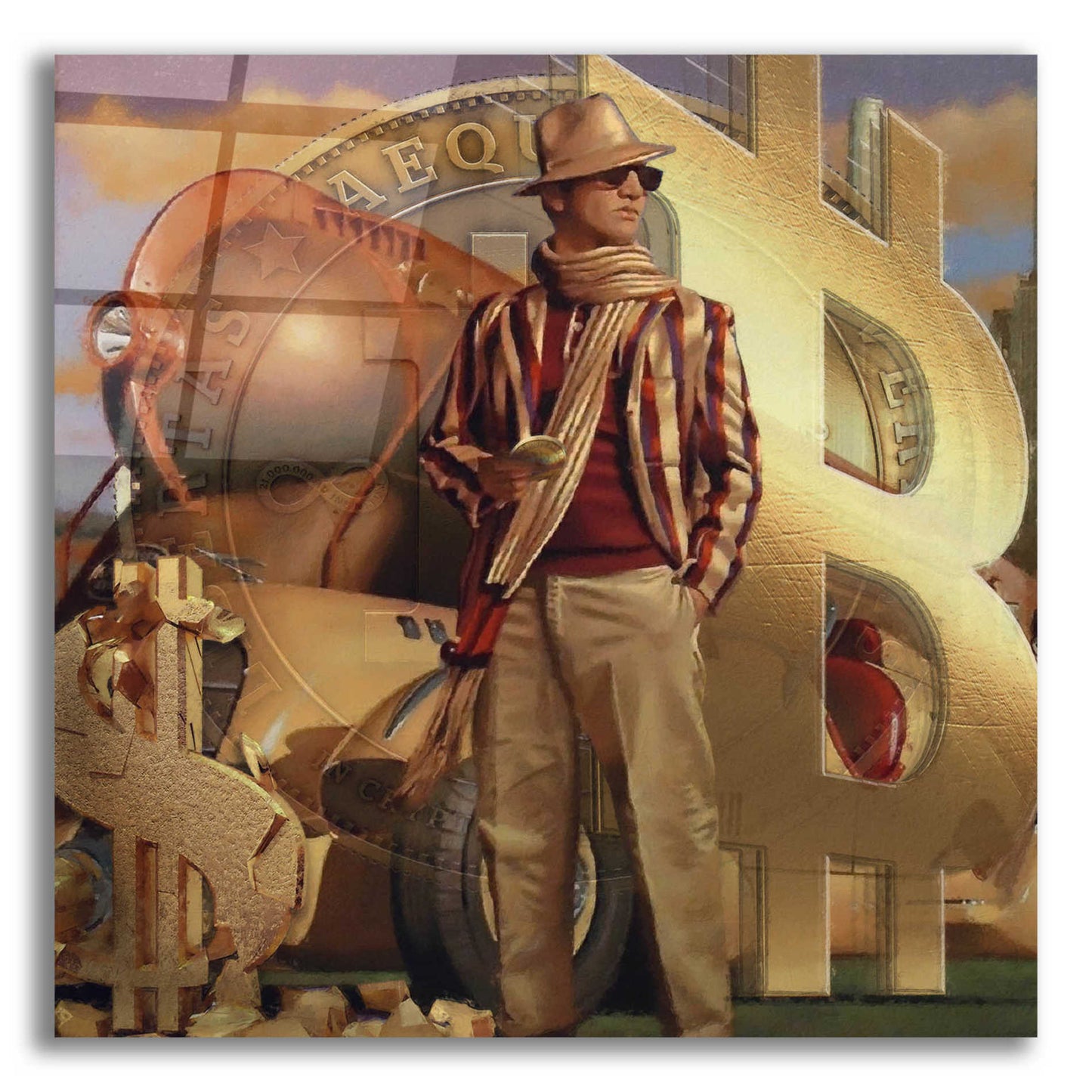 Epic Art 'Bitcoin Deco Eleven' by Steve Hunziker Acrylic Glass Wall Art