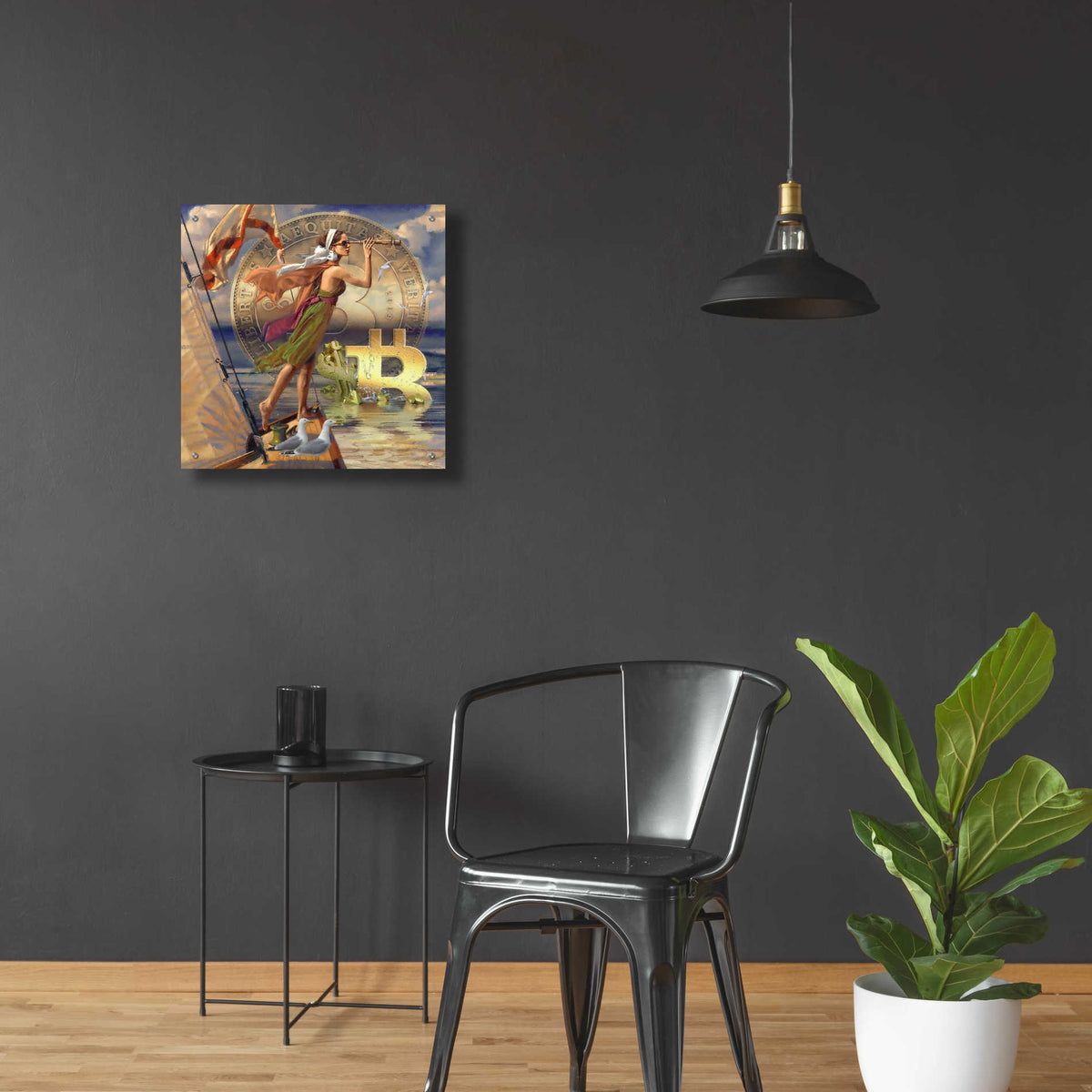 Epic Art 'Bitcoin Deco Ten' by Steve Hunziker Acrylic Glass Wall Art,24x24