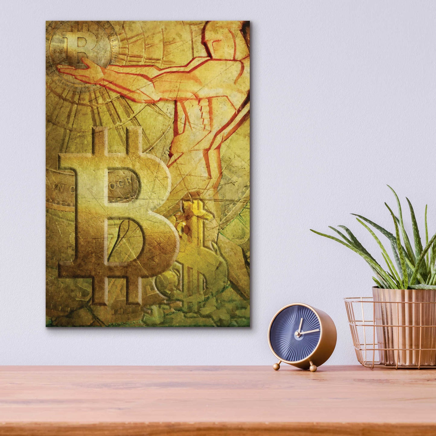 Epic Art 'Bitcoin Deco Nine' by Steve Hunziker Acrylic Glass Wall Art,12x16