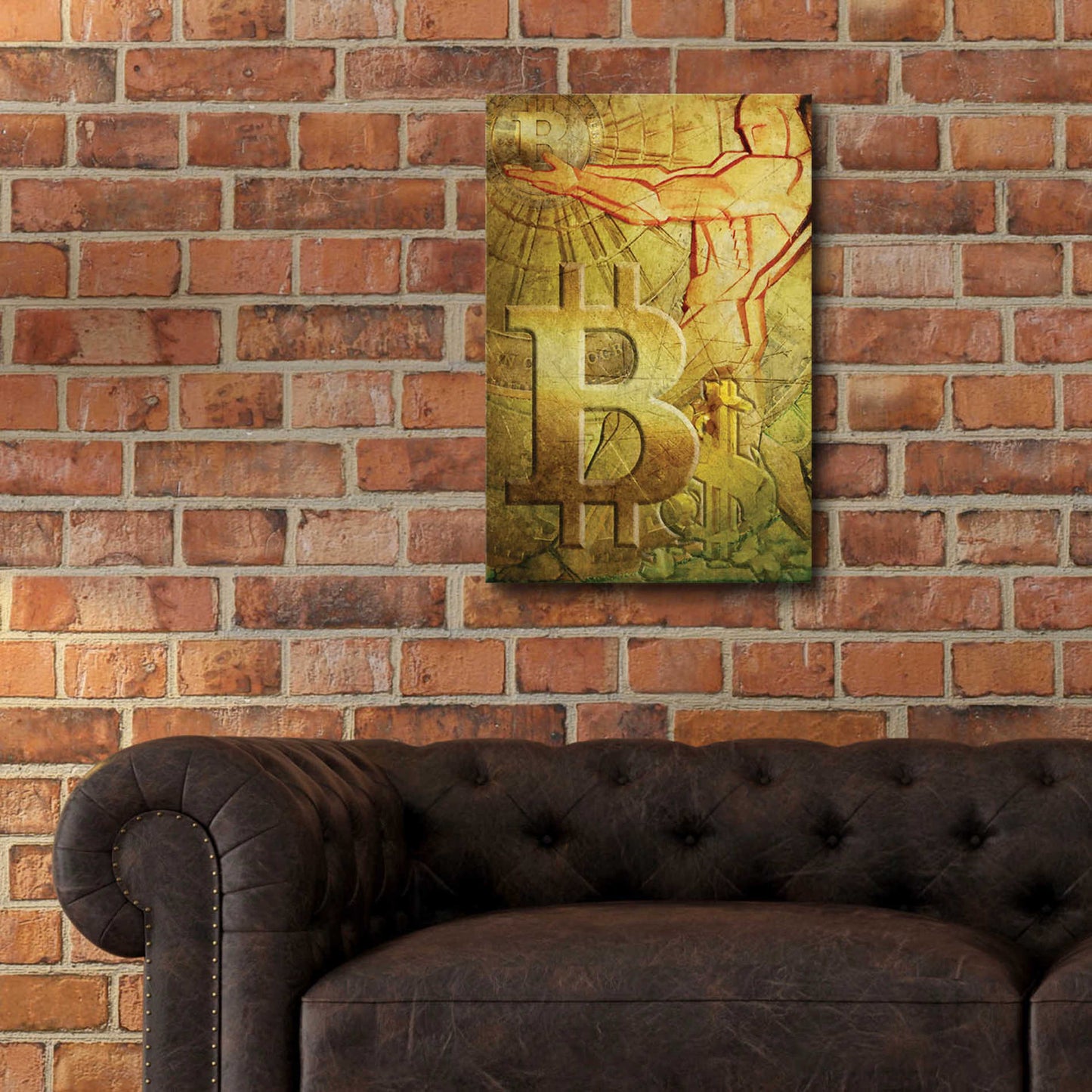 Epic Art 'Bitcoin Deco Nine' by Steve Hunziker Acrylic Glass Wall Art,16x24