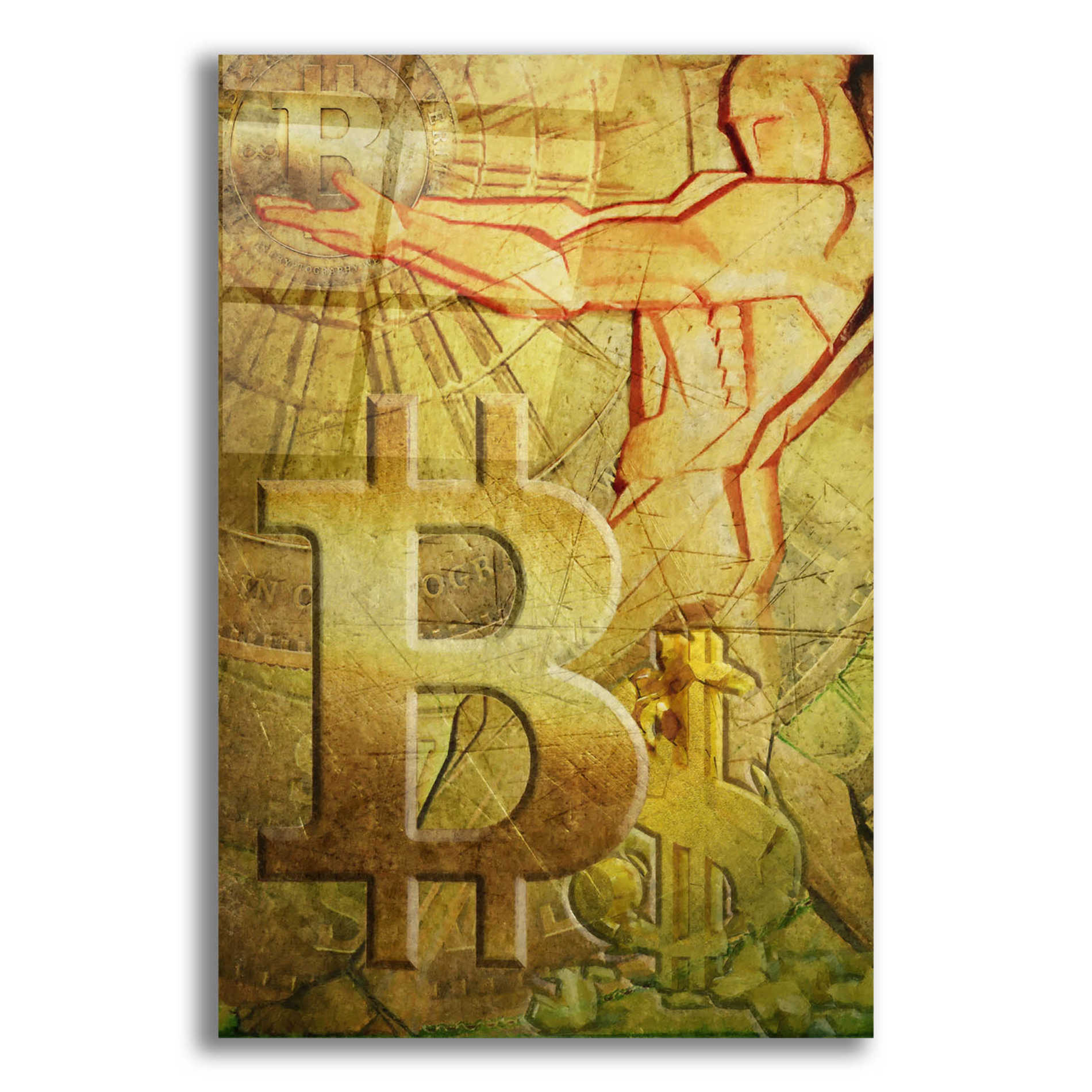 Epic Art 'Bitcoin Deco Nine' by Steve Hunziker Acrylic Glass Wall Art
