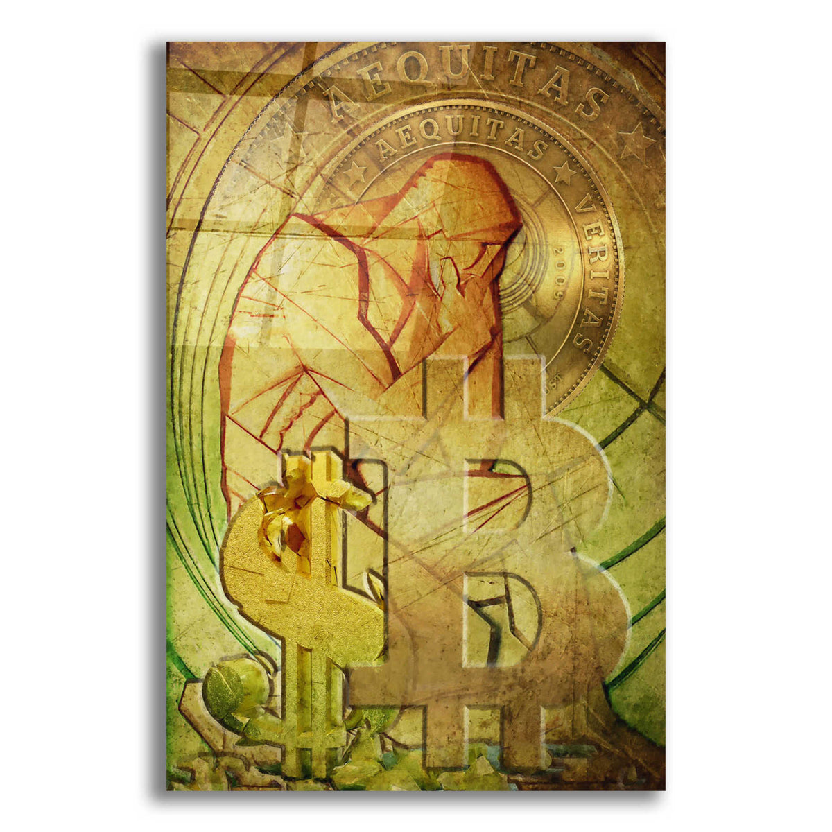 Epic Art 'Bitcoin Deco Eight' by Steve Hunziker Acrylic Glass Wall Art