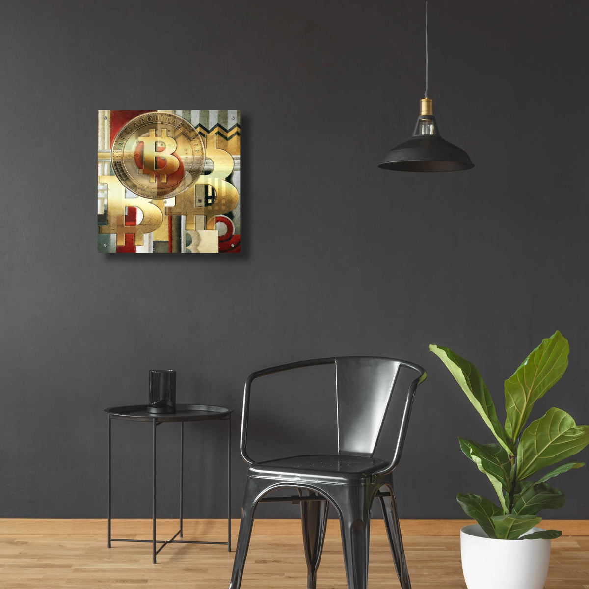 Epic Art 'Bitcoin Deco Seven' by Steve Hunziker Acrylic Glass Wall Art,24x24