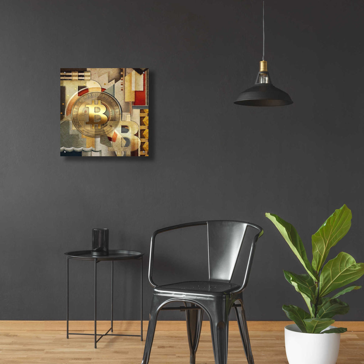 Epic Art 'Bitcoin Deco Six' by Steve Hunziker Acrylic Glass Wall Art,24x24