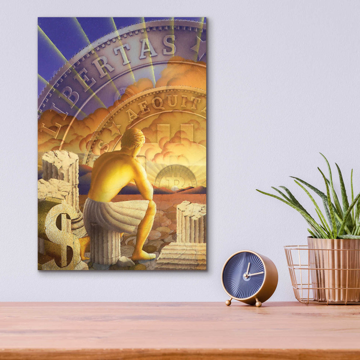 Epic Art 'Bitcoin Deco Five' by Steve Hunziker Acrylic Glass Wall Art,12x16