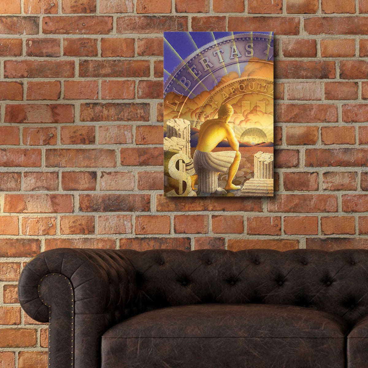 Epic Art 'Bitcoin Deco Five' by Steve Hunziker Acrylic Glass Wall Art,16x24
