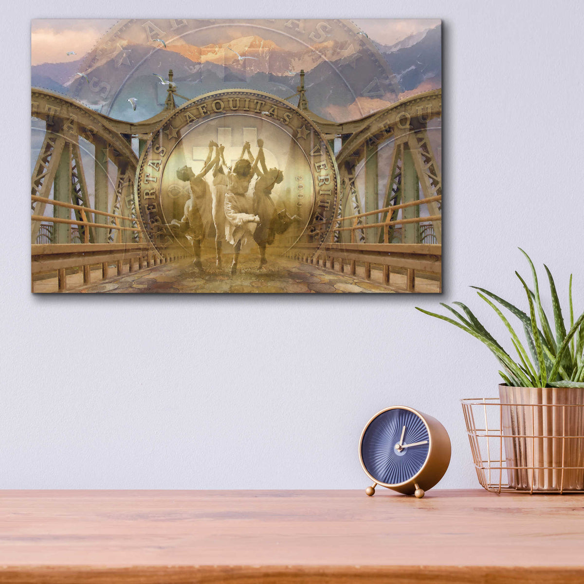 Epic Art 'Bitcoin Deco One' by Steve Hunziker Acrylic Glass Wall Art,16x12