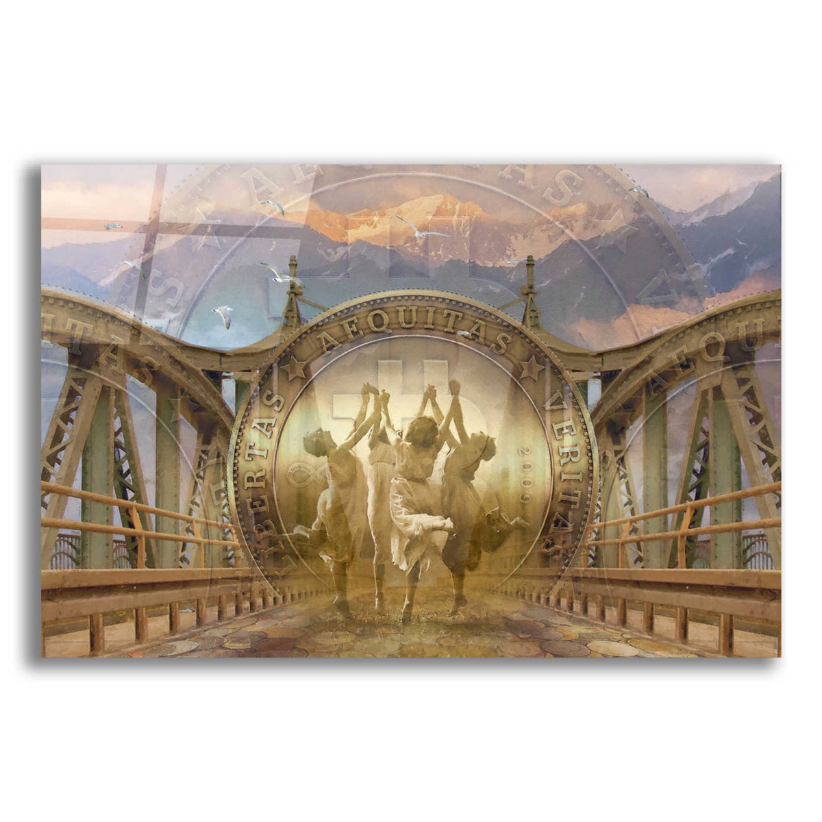 Epic Art 'Bitcoin Deco One' by Steve Hunziker Acrylic Glass Wall Art,24x16
