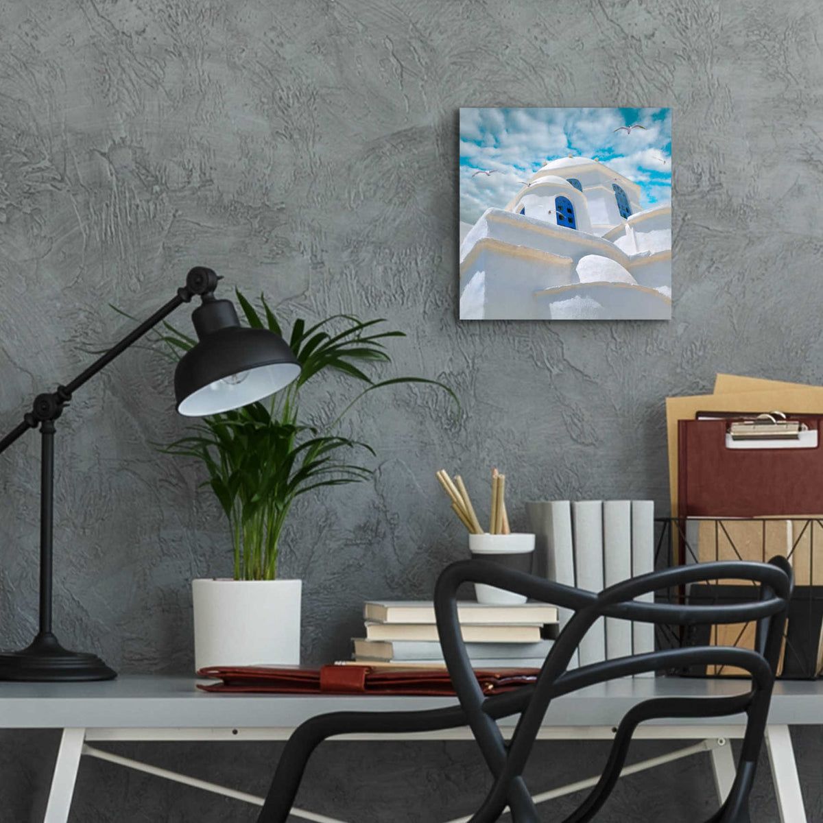 Epic Art 'Grecianblue Three' by Steve Hunziker Acrylic Glass Wall Art,12x12