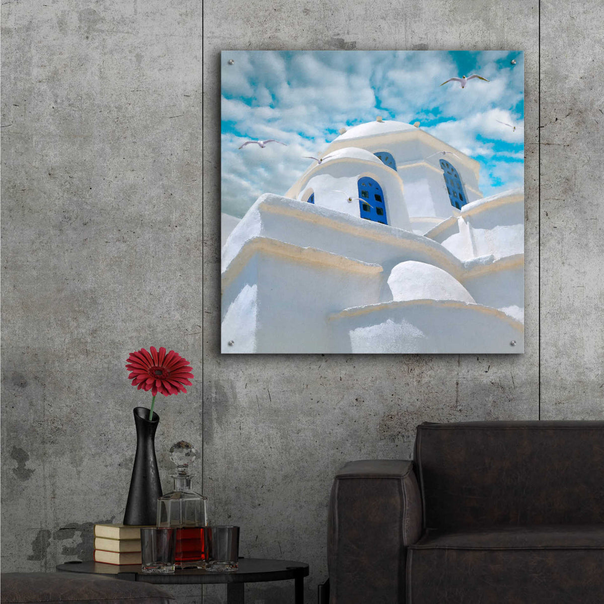 Epic Art 'Grecianblue Three' by Steve Hunziker Acrylic Glass Wall Art,36x36