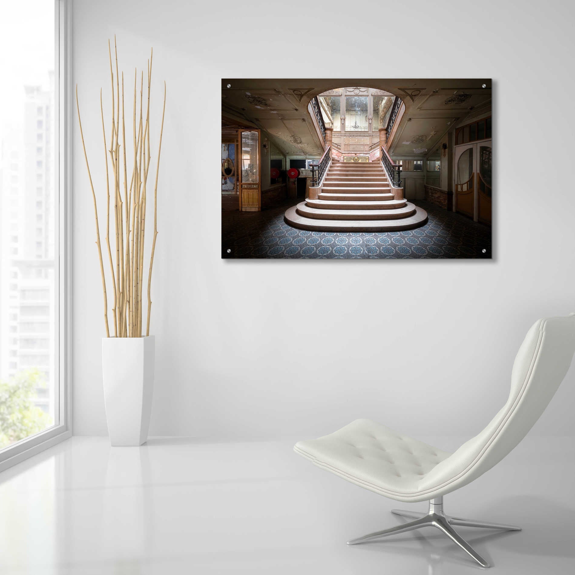 Epic Art 'Elegant Stairs Dark' by Roman Robroek Acrylic Glass Wall Art,36x24