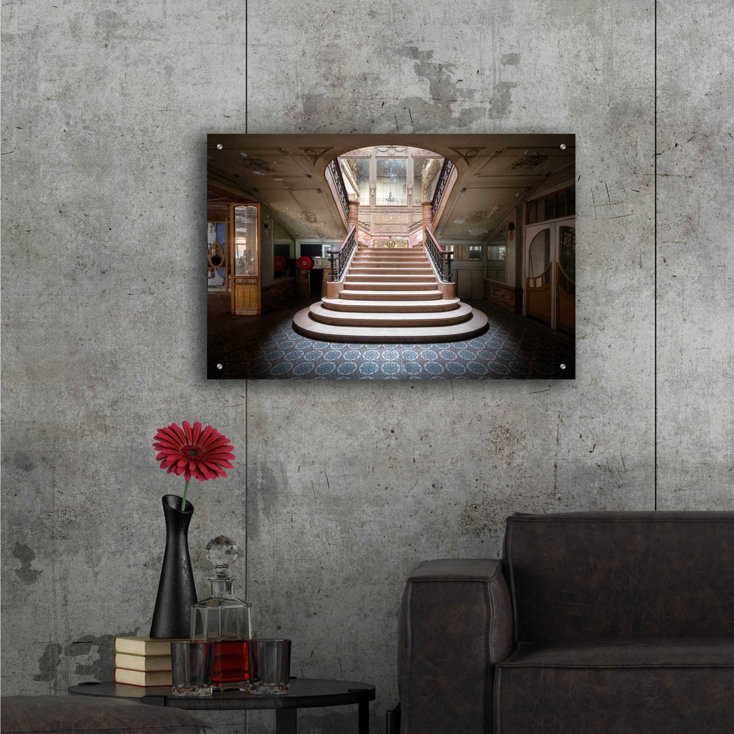 Epic Art 'Elegant Stairs Dark' by Roman Robroek Acrylic Glass Wall Art,36x24