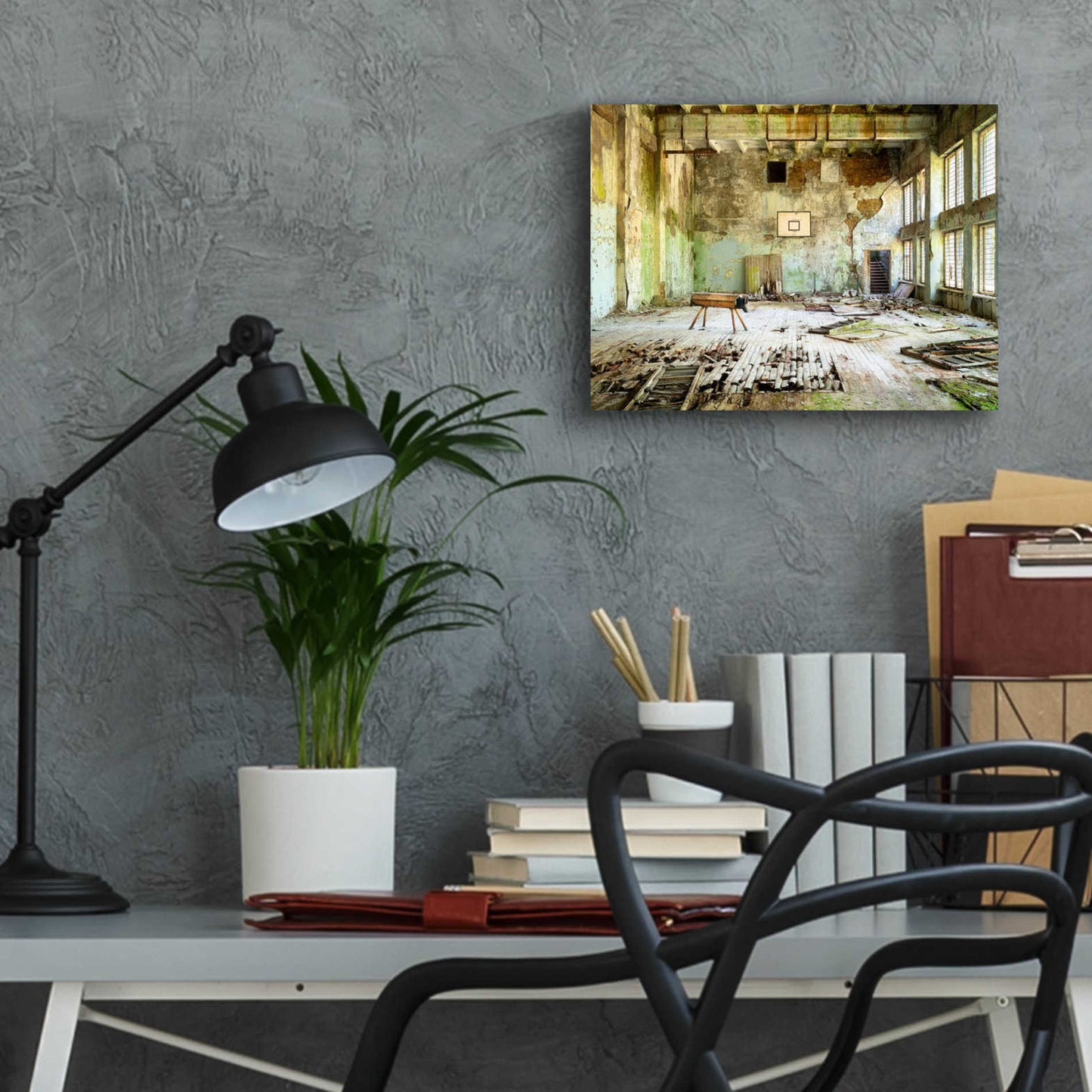 Epic Art 'Old Abandoned Gym' by Roman Robroek Acrylic Glass Wall Art,16x12