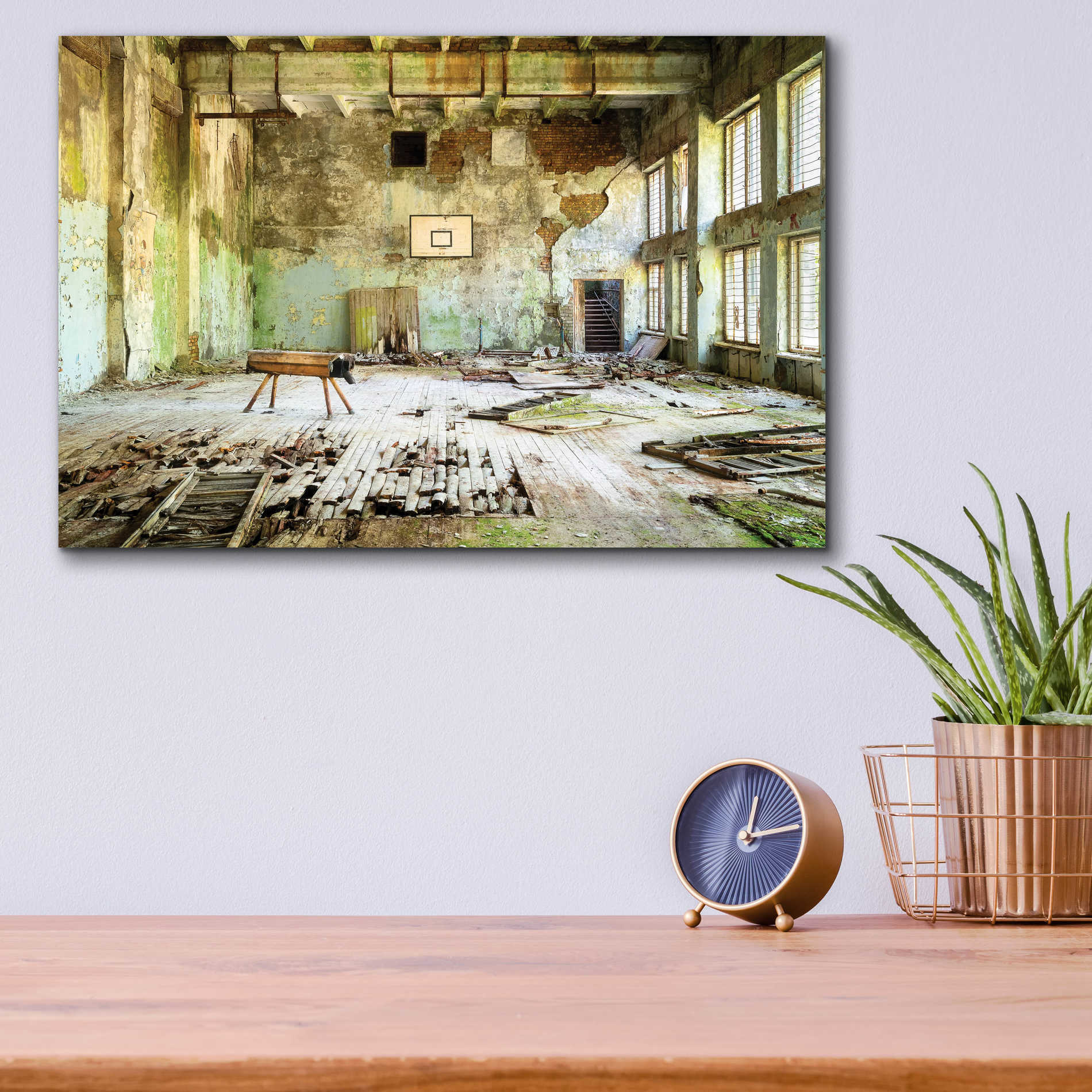 Epic Art 'Old Abandoned Gym' by Roman Robroek Acrylic Glass Wall Art,16x12